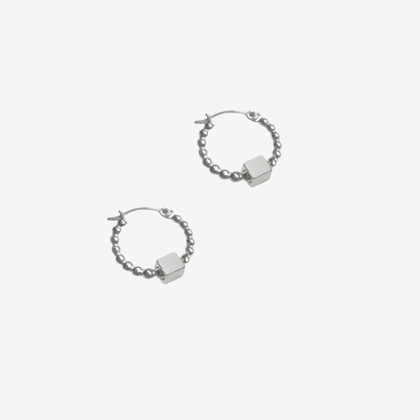 Solid as a Block oorbellen zilver - pareldraad